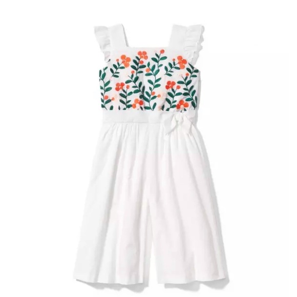 Janie and Jack white embroidered Floral Jumpsuit - Picture 2 of 9